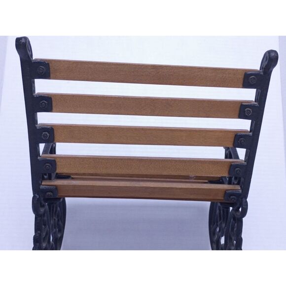 Vintage Cast Iron and Wood 10" Miniature Rocking Doll / Teddy Bear Bench - Picture 12 of 16